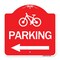 Signmission Bicycle Symbol Parking Left Arrow, Red & White Aluminum Architectural Sign, 18" x 18", RW-1818-24316 A-DES-RW-1818-24316 - alternate 1